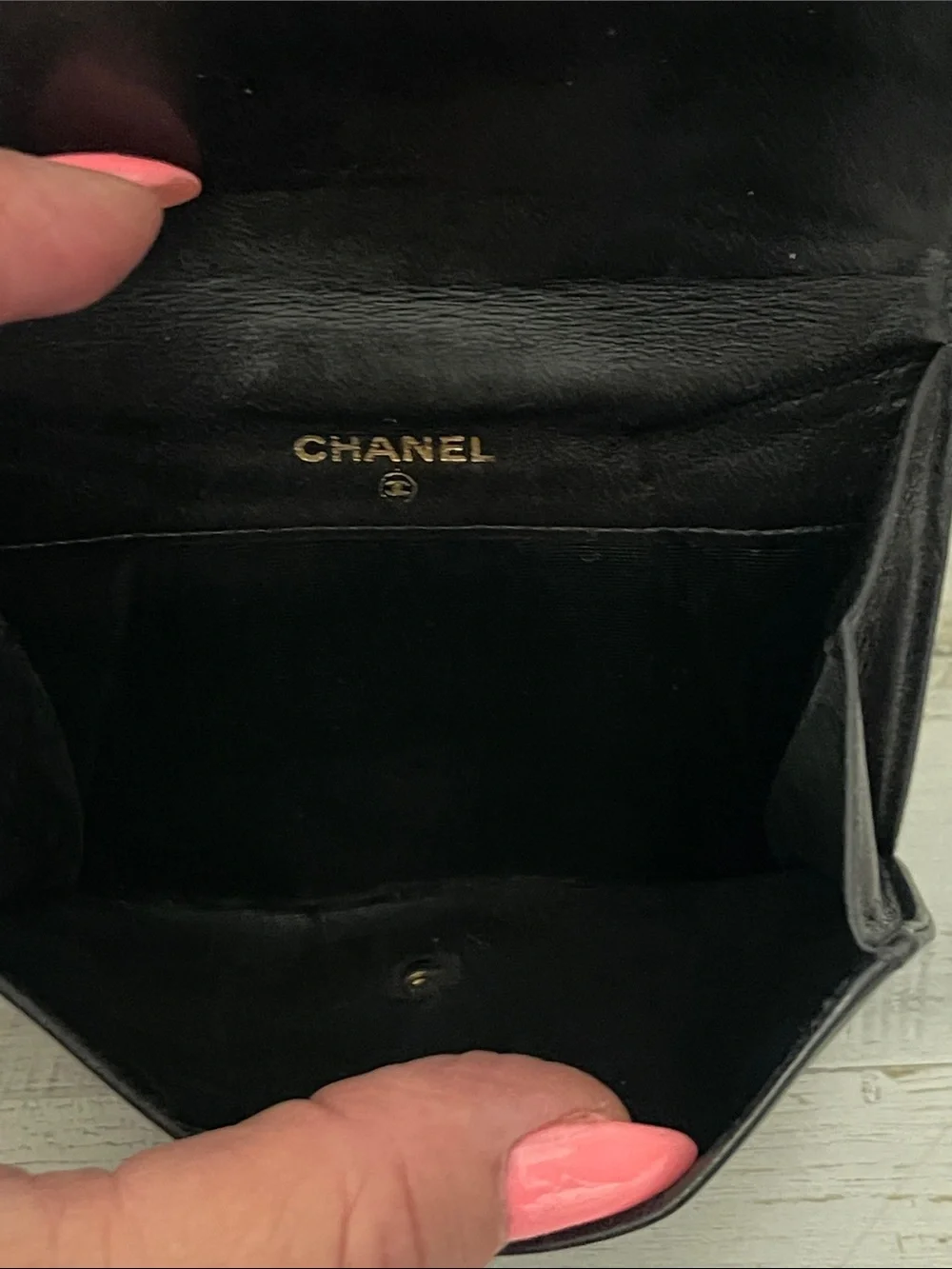 CHANEL Vintage Black Lambskin Oversized CC Bifold Wallet Made in France